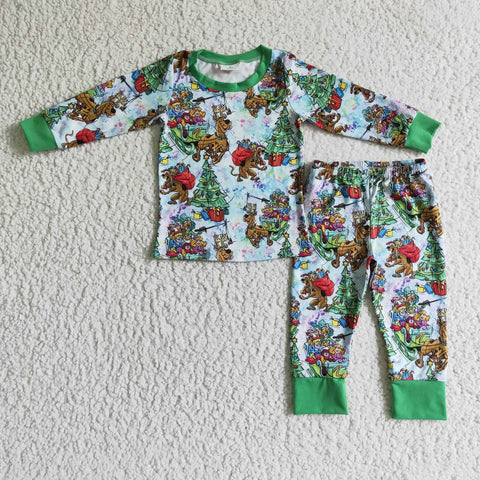 BLP0089 Children green christmas outfits kids boys clothing sets baby boys winter pajamas-promotion 2024.10.19