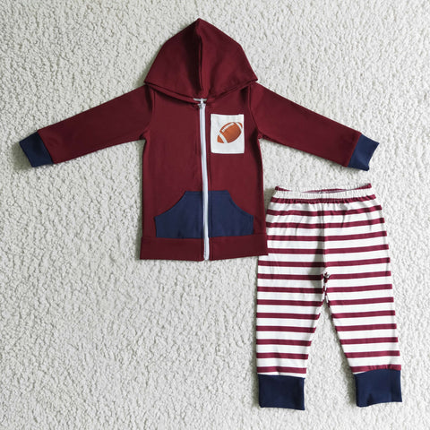 Football zip hoodie top kids outer wear clothes