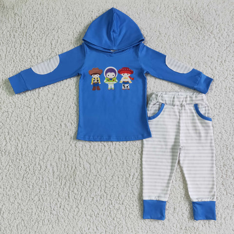 Kids boys striped sets boys hoodie outfits blue children winter clothing