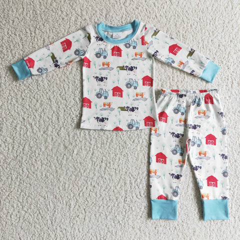 Farm printing kids baby soft clothes children's fall clothing sets