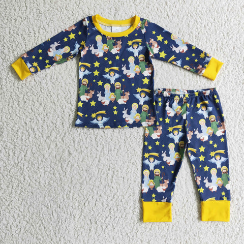 Nativity stars little boys pajamas clothing outfit