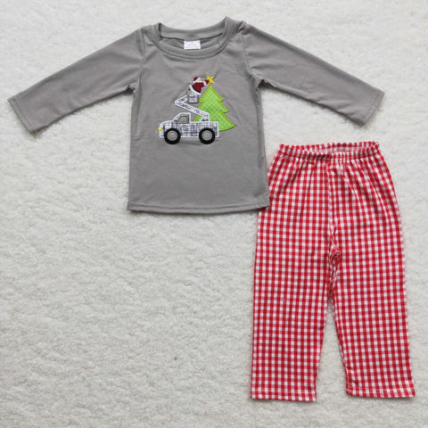 Tractor boys christmas outfit kids embroidered outfits