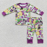 Kids purple clothes sets boys mardi gras outfit