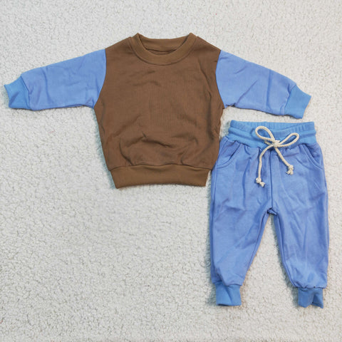 Two pieces baby boys blue sweater suit