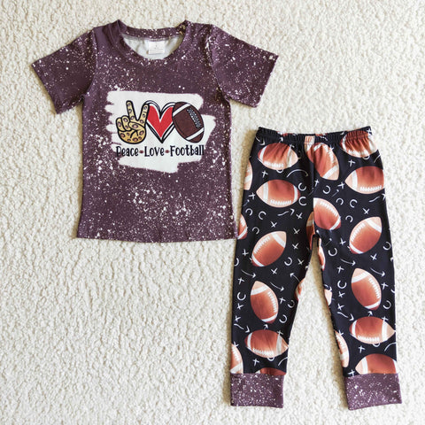 Boys football outfits fall children peace love clothing set