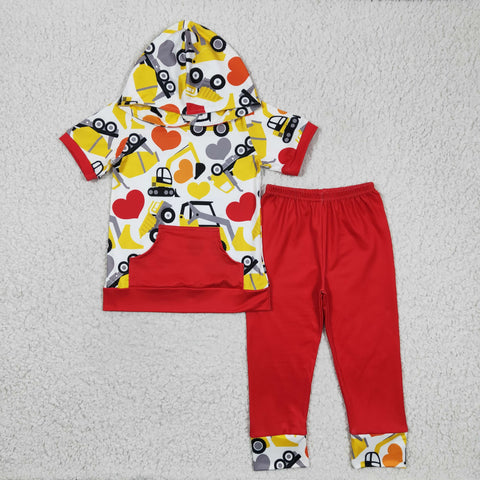 Tractor valentine's boys hoodie outfit