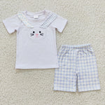 Boys Cute Embroidery Bunny Shorts Outfit