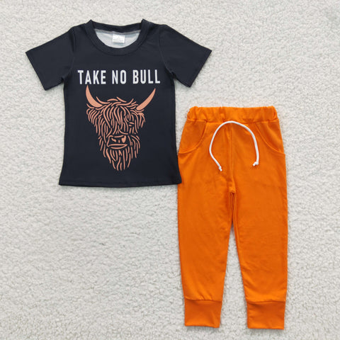 Take no bull toddler boys orange set