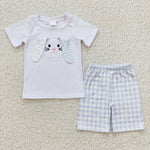 Boys Cute Embroidery Bunny Shorts Outfit