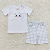 Boys Cute Embroidery Bunny Shorts Outfit