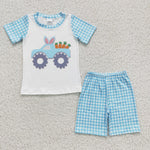 BSSO0091 Tractor carrot print baby boys easter set-promotion 2024.2.24