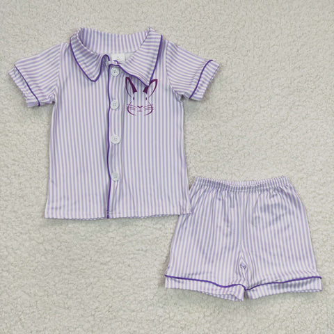 Bunny purple polo top boys pajamas set
