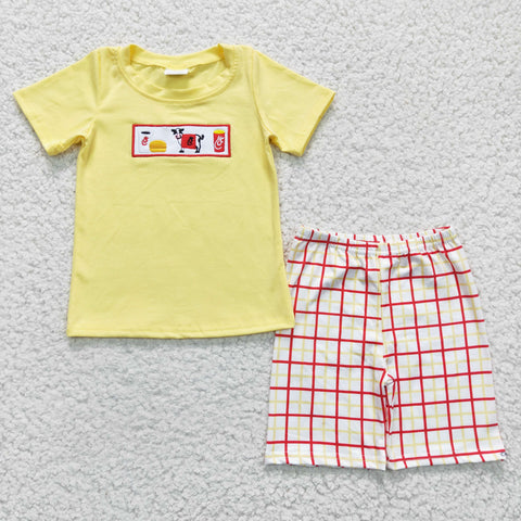 Cow embroidery yellow boys clothes outfit