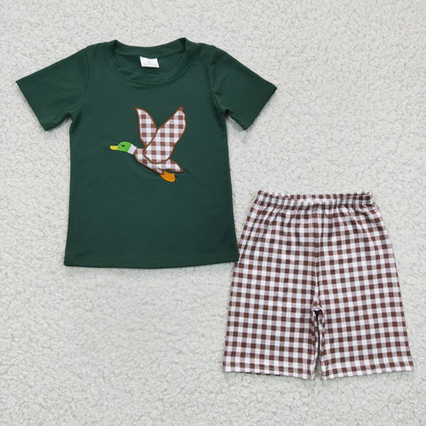 Duck embroidery boys green set