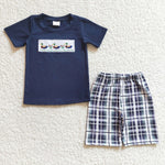 Duck embroidery kids navy shirt set