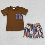 Cow striped brown t shirt boys outfit