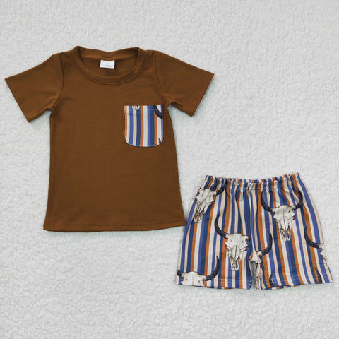 Cow striped brown t shirt boys outfit