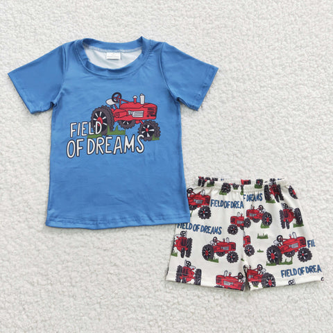 Field of dreams boys tractor shorts set