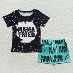 Mama tried kids boy black top summer set