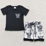 Toddler boys western cactus black set