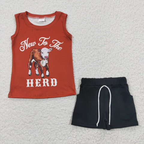 New to the hero cow print baby boys set