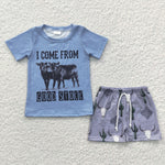 I come from good stock kids boys cow print set