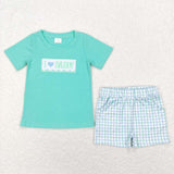 RTS Matching kids clothing embroidery I love daddy print clothing baby summer clothing-2026.4.20