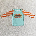 Fashion striped sleeved little boys' shirts baby boys t shirts children's pumpkin tops