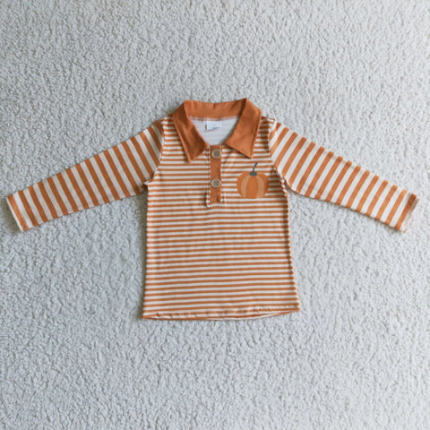 Fall Pumpkin Sweatshirt Baby Boys Polo Tops