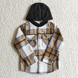 Boys hooded tops kids cardigan shirt child boys flannel shirts