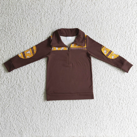 Zipper polo clothing boys brown tops baby boys' sweatshirts