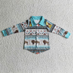 Cattle pattern children's cardigan shirts kids polo t shirts