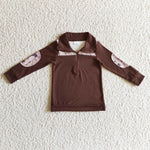 Children's zipper shirts baby boys brown tops