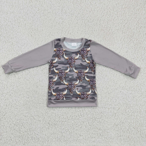 Baby grey western tops kids boys camo shirts