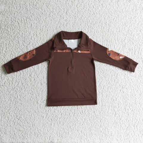 Zipper baby polo shirts kids boys brown clothing