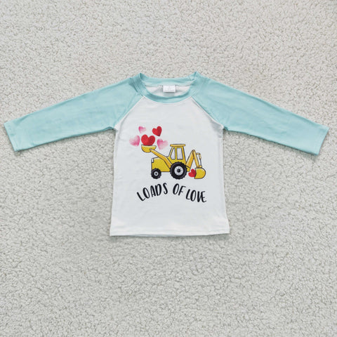 Baby boys valentine's day tractor blue t shirt