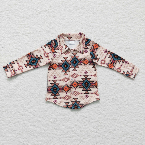 Western style baby polo t shirts little boys aztec clothing