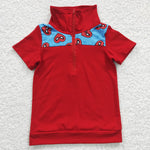 Cartoon heart boys polo red t shirt