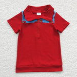 Cartoon heart boys polo red t shirt