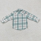 Blue plaid cotton kids boys flannel shirt