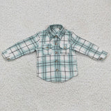 Blue plaid cotton kids boys flannel shirt