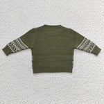 Green knitted boys pullover sweater