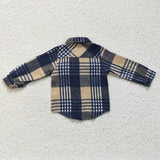 Children's cotton tops baby boys flannel shirt