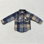 Children's cotton tops baby boys flannel shirt