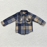 Children's cotton tops baby boys flannel shirt