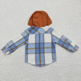 Cotton Boys Blue Flannel Hoodie Shirt