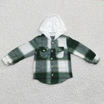 Cotton children boys hoodie green tops