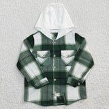 Cotton children boys hoodie green tops