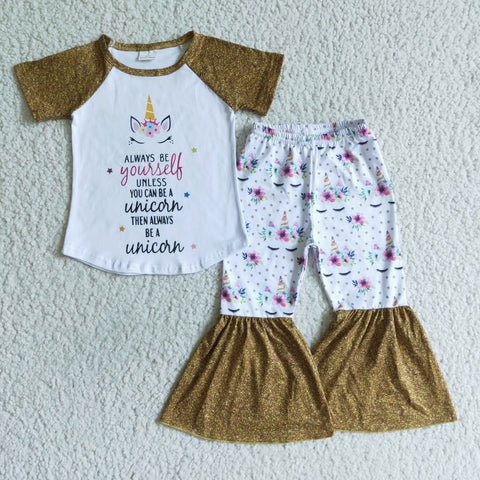 C0-22  Girl Unicorn Bell Bottom Outfit-promotion 2024.2.24