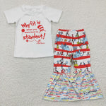 C1-9 White Letter Print Short Sleeve Red Stripe Outfit-promotion 2024.1.6